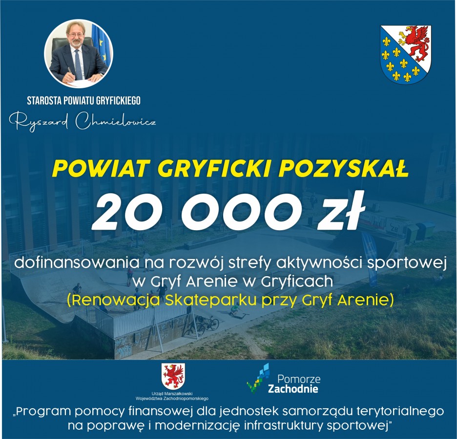 Dofinansowanie na rozwój strefy aktywności sportowej w Gryf Arenie w Gryficach