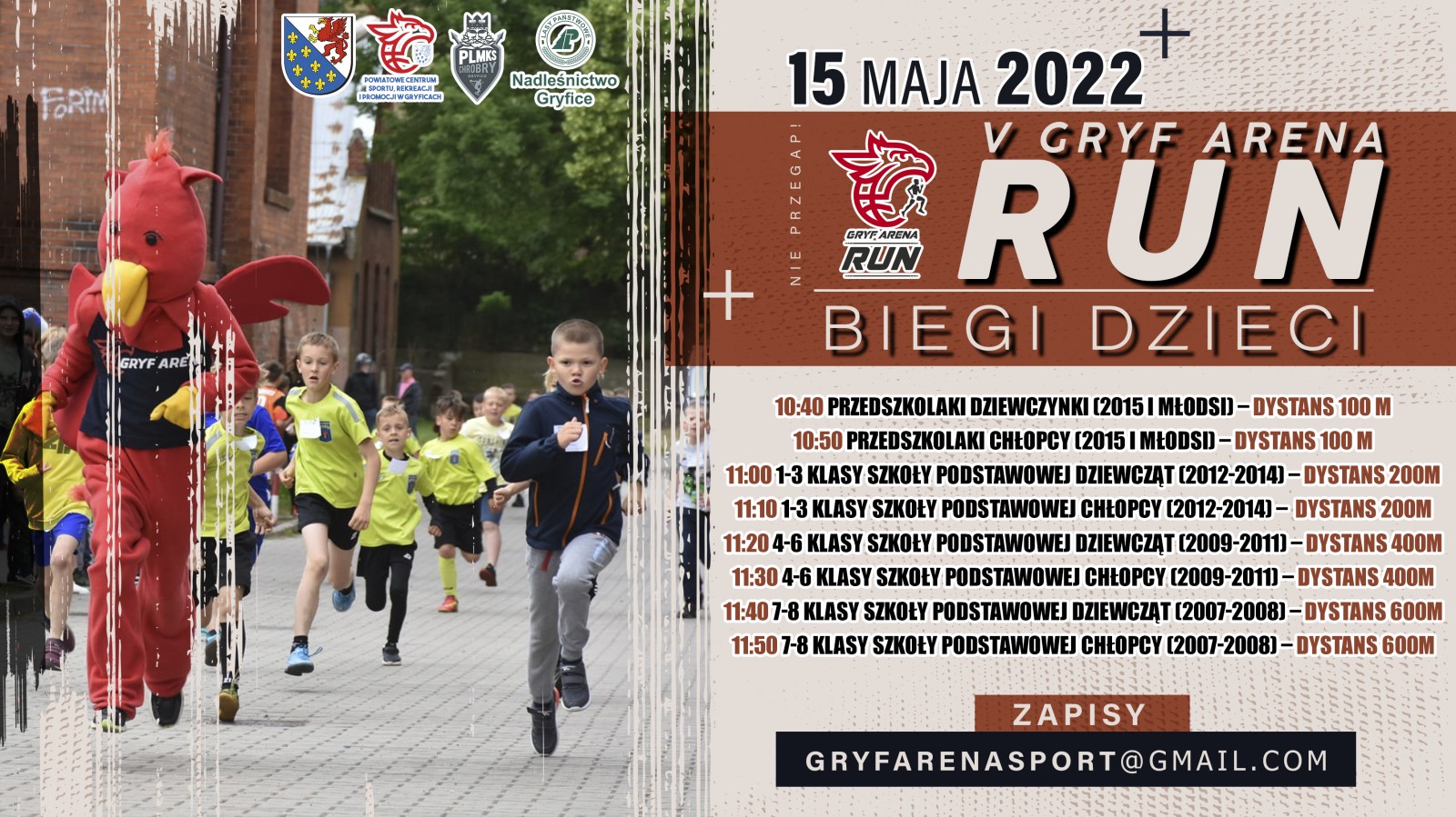 GRYF ARENA RUN już 15 maja 2022 r przy hali Gryf Arena w Gryficach