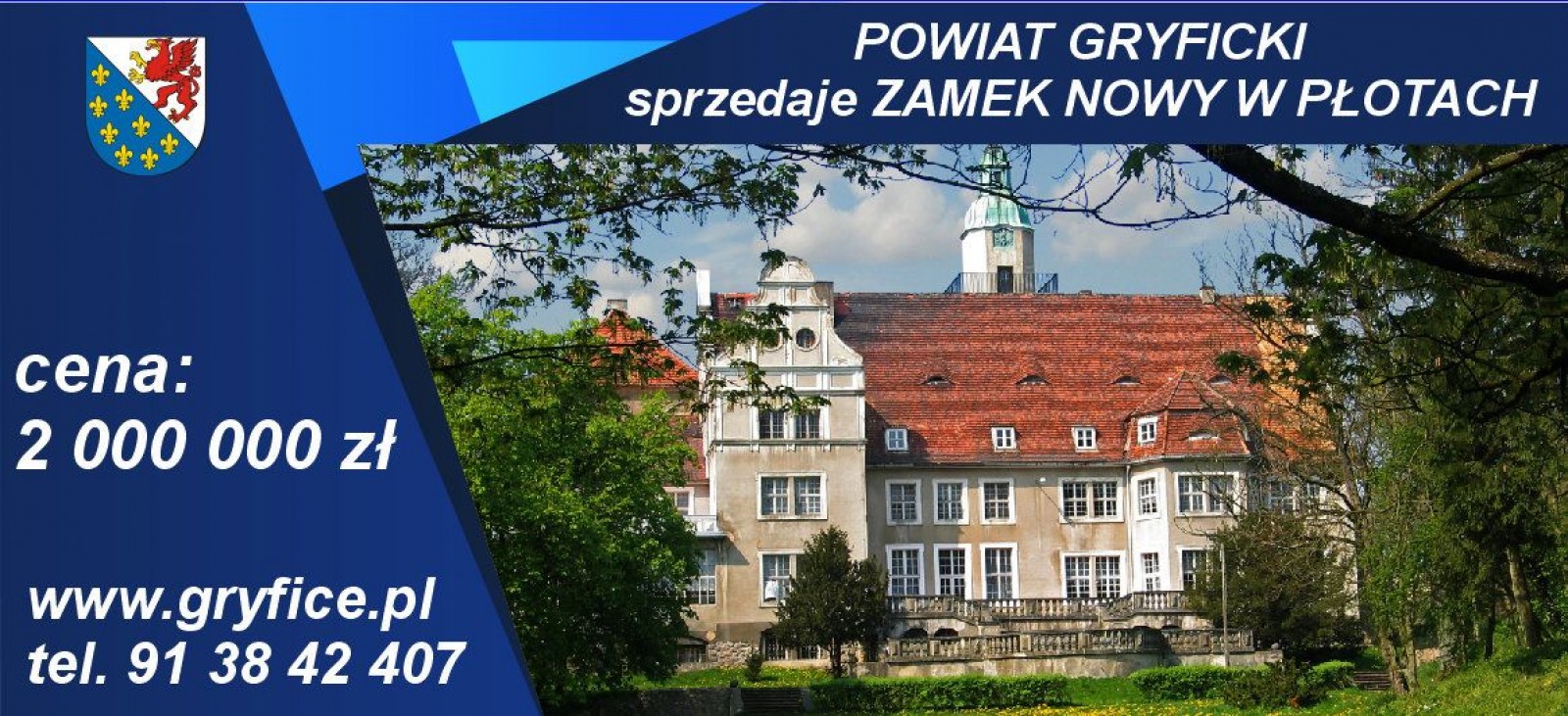 Ogłoszenie o sprzedaży nieruchomości położonej w Płotach stanowiącej własność powiatu Gryfickiego