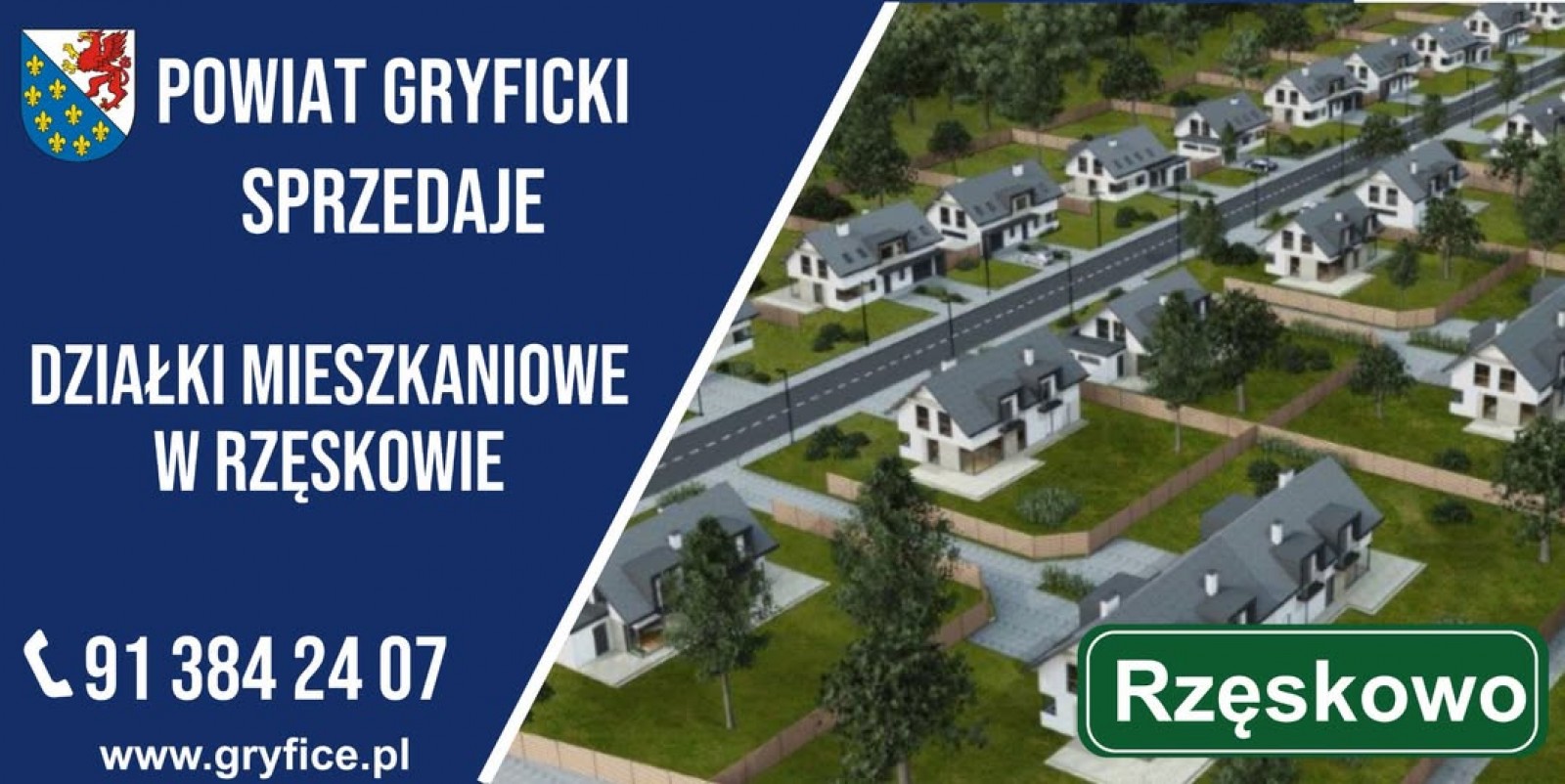Ogłoszenie o sprzedaży nieruchomości położonych w Rzęskowie stanowiących własność Powiatu Gryfickiego