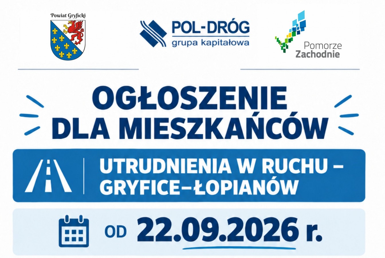 Utrudnienia w ruchu na trasie Gryfice - Łopianów